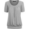 imageLL Womens Scoop Neck Short Sleeve Front Pleated Tunic  Made in USAWt1175heathergrey