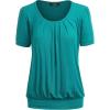 imageLL Womens Scoop Neck Short Sleeve Front Pleated Tunic  Made in USAWt1175jade