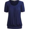 imageLL Womens Scoop Neck Short Sleeve Front Pleated Tunic  Made in USAWt1175navy