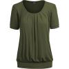 imageLL Womens Scoop Neck Short Sleeve Front Pleated Tunic  Made in USAWt1175olive