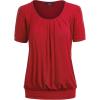 imageLL Womens Scoop Neck Short Sleeve Front Pleated Tunic  Made in USAWt1175red