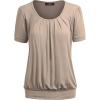 imageLL Womens Scoop Neck Short Sleeve Front Pleated Tunic  Made in USAWt1175taupe
