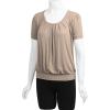 imageLL Womens Scoop Neck Short Sleeve Front Pleated Tunic  Made in USAWt1175taupe