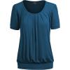 imageLL Womens Scoop Neck Short Sleeve Front Pleated Tunic  Made in USAWt1175teal