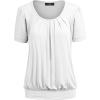 imageLL Womens Scoop Neck Short Sleeve Front Pleated Tunic  Made in USAWt1175white