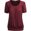 imageLL Womens Scoop Neck Short Sleeve Front Pleated Tunic  Made in USAWt1175wine