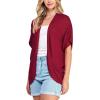 imageLock and Love Kimono Style Womens Short Sleeve OpenFront Batwing Cardigan Loose fitWsk1528whiteburgundy