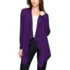 imageLock and Love Womens Draped Front Open Asymmetrical Cardigan  Casual Long Sleeve Lightweight DusterWsk849darkpurple
