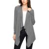 imageLock and Love Womens Draped Front Open Asymmetrical Cardigan  Casual Long Sleeve Lightweight DusterWsk849heatherdarkgrey