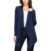 imageLock and Love Womens Draped Front Open Asymmetrical Cardigan  Casual Long Sleeve Lightweight DusterWsk849navy