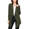 imageLock and Love Womens Draped Front Open Asymmetrical Cardigan  Casual Long Sleeve Lightweight DusterWsk849olive