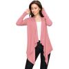 imageLock and Love Womens Draped Front Open Asymmetrical Cardigan  Casual Long Sleeve Lightweight DusterWsk849pink