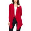 imageLock and Love Womens Draped Front Open Asymmetrical Cardigan  Casual Long Sleeve Lightweight DusterWsk849red