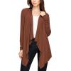 imageLock and Love Womens Draped Front Open Asymmetrical Cardigan  Casual Long Sleeve Lightweight DusterWsk849rust