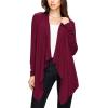 imageLock and Love Womens Draped Front Open Asymmetrical Cardigan  Casual Long Sleeve Lightweight DusterWsk849wine