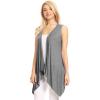 imageLock and Love Womens Sleeveless PrintSolid Draped Open Front Cardigan Vest Asymmetric Hem Plus SizeDark Grey