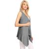 imageLock and Love Womens Sleeveless PrintSolid Draped Open Front Cardigan Vest Asymmetric Hem Plus SizeDark Grey