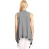 imageLock and Love Womens Sleeveless PrintSolid Draped Open Front Cardigan Vest Asymmetric Hem Plus SizeDark Grey