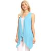 imageLock and Love Womens Sleeveless PrintSolid Draped Open Front Cardigan Vest Asymmetric Hem Plus SizeWsk1071aqua