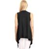 imageLock and Love Womens Sleeveless PrintSolid Draped Open Front Cardigan Vest Asymmetric Hem Plus SizeWsk1071black