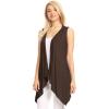 imageLock and Love Womens Sleeveless PrintSolid Draped Open Front Cardigan Vest Asymmetric Hem Plus SizeWsk1071brown