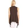 imageLock and Love Womens Sleeveless PrintSolid Draped Open Front Cardigan Vest Asymmetric Hem Plus SizeWsk1071brown