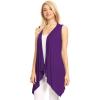 imageLock and Love Womens Sleeveless PrintSolid Draped Open Front Cardigan Vest Asymmetric Hem Plus SizeWsk1071darkpurple