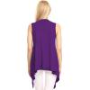 imageLock and Love Womens Sleeveless PrintSolid Draped Open Front Cardigan Vest Asymmetric Hem Plus SizeWsk1071darkpurple