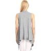 imageLock and Love Womens Sleeveless PrintSolid Draped Open Front Cardigan Vest Asymmetric Hem Plus SizeWsk1071heathergrey