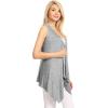 imageLock and Love Womens Sleeveless PrintSolid Draped Open Front Cardigan Vest Asymmetric Hem Plus SizeWsk1071heathergrey