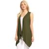 imageLock and Love Womens Sleeveless PrintSolid Draped Open Front Cardigan Vest Asymmetric Hem Plus SizeWsk1071olive