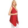 imageLock and Love Womens Sleeveless PrintSolid Draped Open Front Cardigan Vest Asymmetric Hem Plus SizeWsk1071red