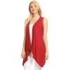 imageLock and Love Womens Sleeveless PrintSolid Draped Open Front Cardigan Vest Asymmetric Hem Plus SizeWsk1071red