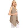 imageLock and Love Womens Sleeveless PrintSolid Draped Open Front Cardigan Vest Asymmetric Hem Plus SizeWsk1071taupe