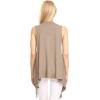 imageLock and Love Womens Sleeveless PrintSolid Draped Open Front Cardigan Vest Asymmetric Hem Plus SizeWsk1071taupe