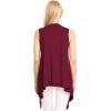 imageLock and Love Womens Sleeveless PrintSolid Draped Open Front Cardigan Vest Asymmetric Hem Plus SizeWsk1071wine