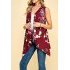 imageLock and Love Womens Sleeveless PrintSolid Draped Open Front Cardigan Vest Asymmetric Hem Plus SizeWsk1071winefloral