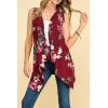 imageLock and Love Womens Sleeveless PrintSolid Draped Open Front Cardigan Vest Asymmetric Hem Plus SizeWsk1071winefloral