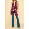 imageLock and Love Womens Sleeveless PrintSolid Draped Open Front Cardigan Vest Asymmetric Hem Plus SizeWsk1071winefloral