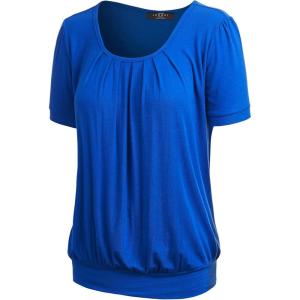 imageLL Womens Scoop Neck Short Sleeve Front Pleated Tunic  Made in USAWt1175royalbrite