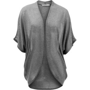 imageLock and Love Kimono Style Womens Short Sleeve OpenFront Batwing Cardigan Loose fitGrey