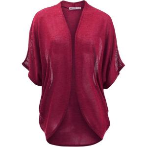 imageLock and Love Kimono Style Womens Short Sleeve OpenFront Batwing Cardigan Loose fitWsk1528burgundy