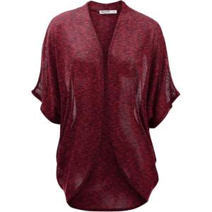 imageLock and Love Kimono Style Womens Short Sleeve OpenFront Batwing Cardigan Loose fitWsk1528burgundyblack