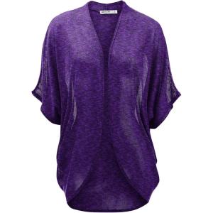 imageLock and Love Kimono Style Womens Short Sleeve OpenFront Batwing Cardigan Loose fitWsk1528purpleblack
