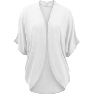 imageLock and Love Kimono Style Womens Short Sleeve OpenFront Batwing Cardigan Loose fitWsk1528white