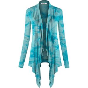 imageLock and Love Womens Draped Front Open Asymmetrical Cardigan  Casual Long Sleeve Lightweight DusterWsk1072aqua