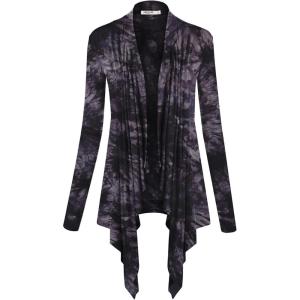 imageLock and Love Womens Draped Front Open Asymmetrical Cardigan  Casual Long Sleeve Lightweight DusterWsk1072black