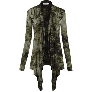 imageLock and Love Womens Draped Front Open Asymmetrical Cardigan  Casual Long Sleeve Lightweight DusterWsk1072olive