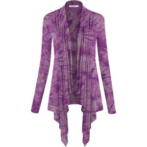 imageLock and Love Womens Draped Front Open Asymmetrical Cardigan  Casual Long Sleeve Lightweight DusterWsk1072purple
