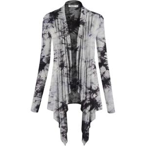 imageLock and Love Womens Draped Front Open Asymmetrical Cardigan  Casual Long Sleeve Lightweight DusterWsk1072whiteblack